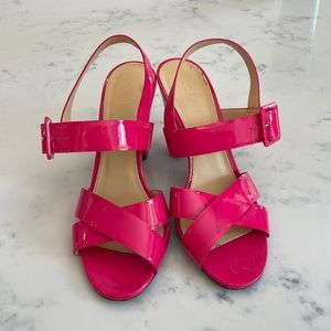 Pink block heel shoes